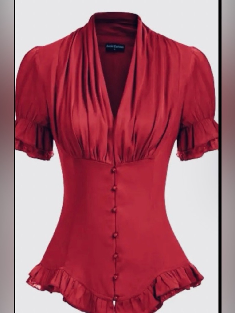 SCARLET DARKNESS Women Victorian
Blouse Short Sleeve Ruffle Shirt Lace Tie Up XL
